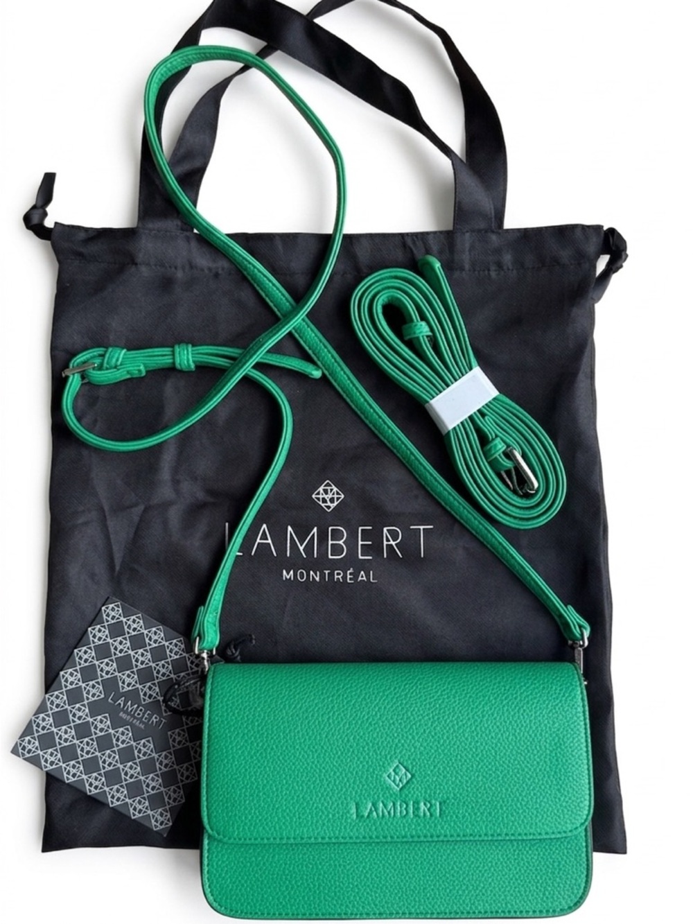 🆕 Lambert Montréal | Gabrielle Pebble Green Vegan Leather Crossbody Bag